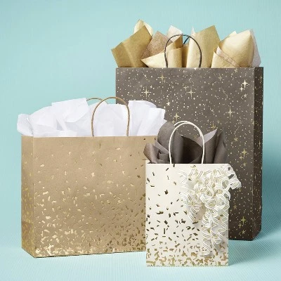 20ct Tissue Paper Gold/White/Brown - Spritz™: Solid Gift Packaging, 16.5" X 24", 20 Sheets, Black Tissue 1 20ct Tissue Paper Gold/White/Brown - Spritz™: Solid Gift Packaging, 16.5" X 24", 20 Sheets, Black Tissue