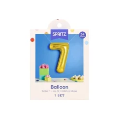 34" Number 7 Foil Balloon - Spritz™: Gold Birthday Decoration, Solid Pattern, All Ages
