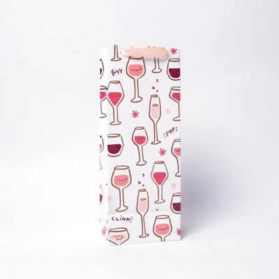 Wine Bag With Wine Glass And Foil Pink/Gold - Spritz™ 2 Wine Bag With Wine Glass And Foil Pink/Gold - Spritz™ - Image 2