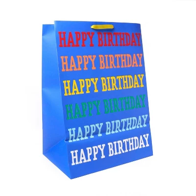 'Happy Birthday' Rainbow Verbiage On Colossal Gift Bag Blue - Spritz™: Giant XL Typography Party Bag 2 'Happy Birthday' Rainbow Verbiage On Colossal Gift Bag Blue - Spritz™: Giant XL Typography Party Bag - Image 2