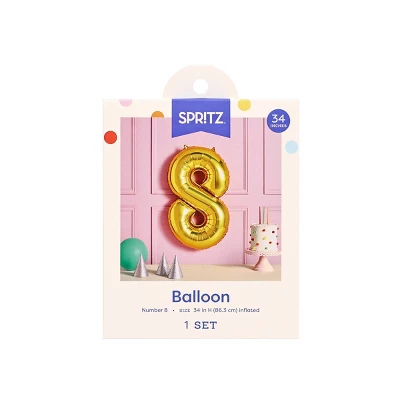 34" Number 8 Foil Balloon - Spritz™: Gold Birthday Decoration, Solid Pattern, All Ages 1 34" Number 8 Foil Balloon - Spritz™: Gold Birthday Decoration, Solid Pattern, All Ages