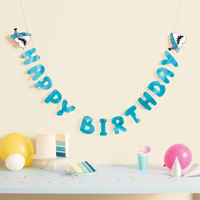 "Happy Birthday" Shark Banner Teal - Spritz™ 1 "Happy Birthday" Shark Banner Teal - Spritz™