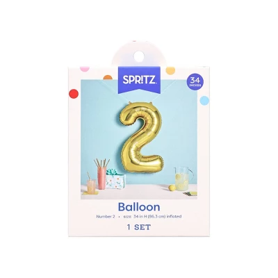 34" Number 2 Foil Balloon - Spritz™: Gold Birthday Decoration, Solid Pattern, All Ages 1 34" Number 2 Foil Balloon - Spritz™: Gold Birthday Decoration, Solid Pattern, All Ages