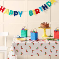 Rainbow Gradient Border Print Rectangular Table Cover - Spritz™