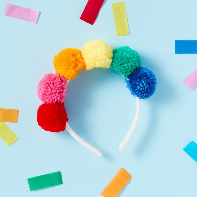 1ct Rainbow Pom-Pom Headband - Spritz™ 1 1ct Rainbow Pom-Pom Headband - Spritz™