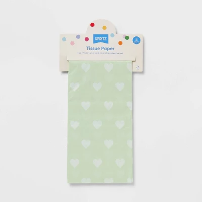 8ct Pegged Gift Tissue White Heart On Green - Spritz™ 2 8ct Pegged Gift Tissue White Heart On Green - Spritz™ - Image 2