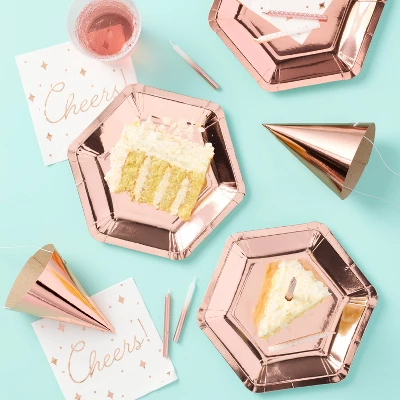 10ct 5" Metallic Foil Party Hats Rose Gold - Spritz™ 1 10ct 5" Metallic Foil Party Hats Rose Gold - Spritz™