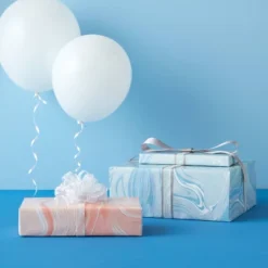 Dual Sided Roll Wrap Marble Pattern Blue And Peach - Spritz™