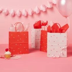 14.49"x9.67"x3.65" Valentine's Day 4pk Small Gift Bags Multicolor - Spritz™