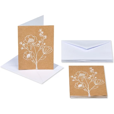 10ct Blank All Occasion Cards Floral On Kraft - Spritz™: Botanical Greeting For Birthday, Wedding, Baby Shower 1 10ct Blank All Occasion Cards Floral On Kraft - Spritz™: Botanical Greeting For Birthday, Wedding, Baby Shower