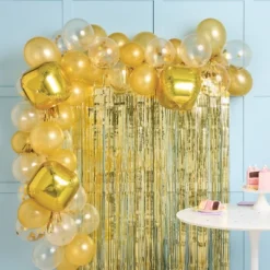 48ct Balloon Arch Garland Décor Kit With Backdrop Gold - Spritz™