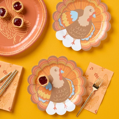 10ct Thanksgiving Turkey Shaped Dinner Plates - Spritz™ 1 10ct Thanksgiving Turkey Shaped Dinner Plates - Spritz™