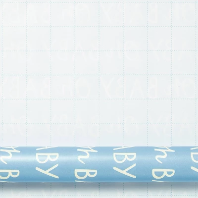 'Oh Baby' Gift Wrapping Paper Blue - Spritz™: Baby Shower Typography Wrap, 30" Width 2 'Oh Baby' Gift Wrapping Paper Blue - Spritz™: Baby Shower Typography Wrap, 30" Width - Image 2