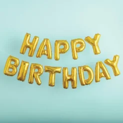Gold Happy Birthday Foil Balloon Banner - Spritz™