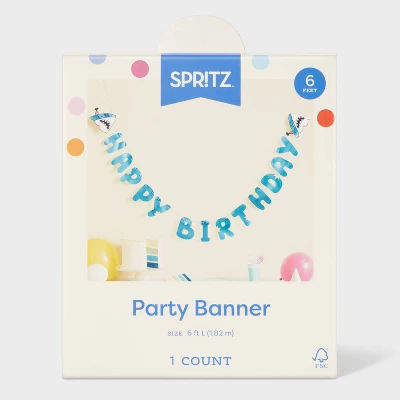 "Happy Birthday" Shark Banner Teal - Spritz™ 3 "Happy Birthday" Shark Banner Teal - Spritz™ - Image 3