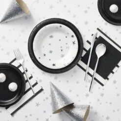 10ct 5" Glittered Party Hats Silver - Spritz™