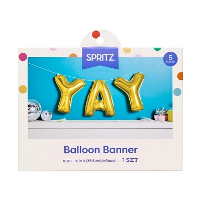 "Yay" Foil Balloon Banner Gold - Spritz™ 1 "Yay" Foil Balloon Banner Gold - Spritz™