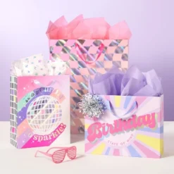 20ct Tissue Paper Pink/Purple/Silver Foil Star Print - Spritz™: Gift Bag Tissue Papers, 20 Pack, Multicolor, All Occasions