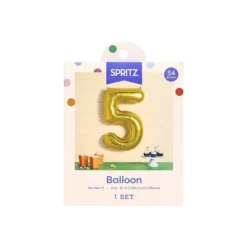 34" Number 5 Foil Balloon - Spritz™: Gold Birthday Decoration, Solid Pattern, All Ages