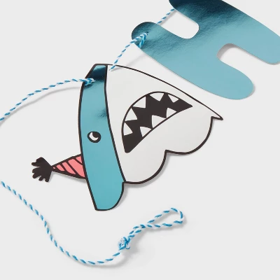 "Happy Birthday" Shark Banner Teal - Spritz™ 2 "Happy Birthday" Shark Banner Teal - Spritz™ - Image 2