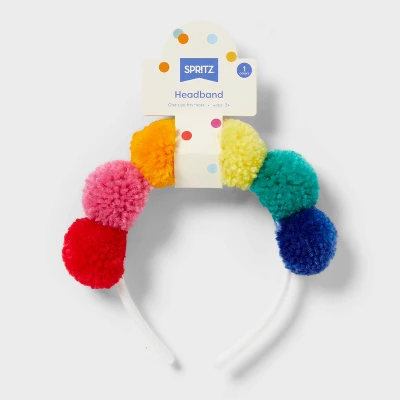 1ct Rainbow Pom-Pom Headband - Spritz™ 3 1ct Rainbow Pom-Pom Headband - Spritz™ - Image 3